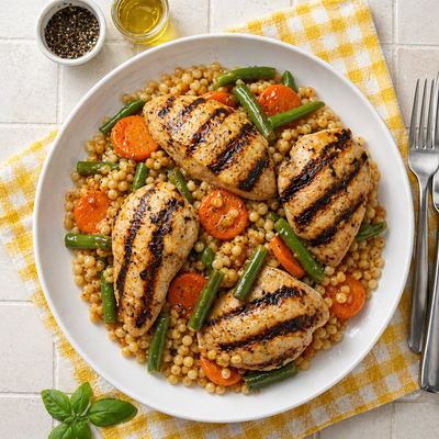 Grilled Chicken & Tomato Pearl Couscous