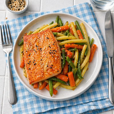 Japanese-Style Teriyaki Salmon with Garden Vegetables